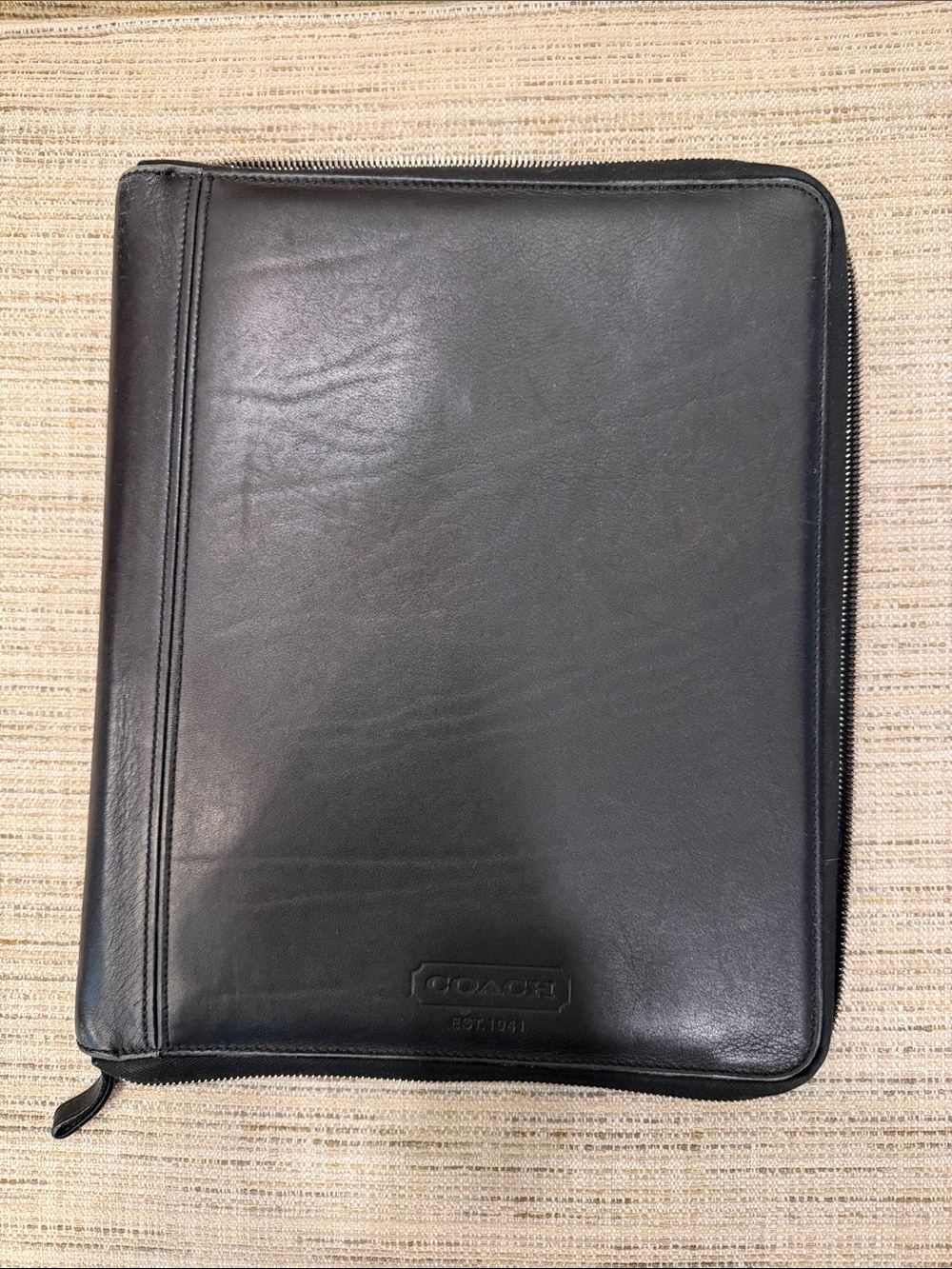 Coach Black Leather Zippered Portfolio